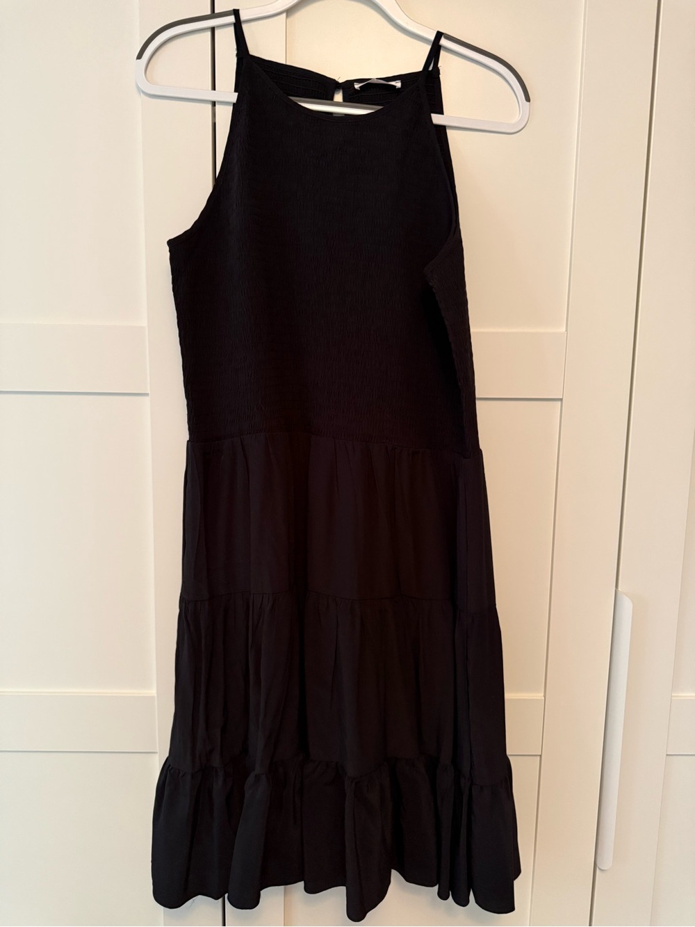 Black Tiered Strappy Tiered Dress, XL